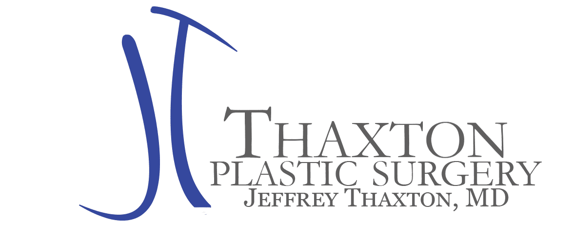 A black and white logo of thaxted plastic surgery