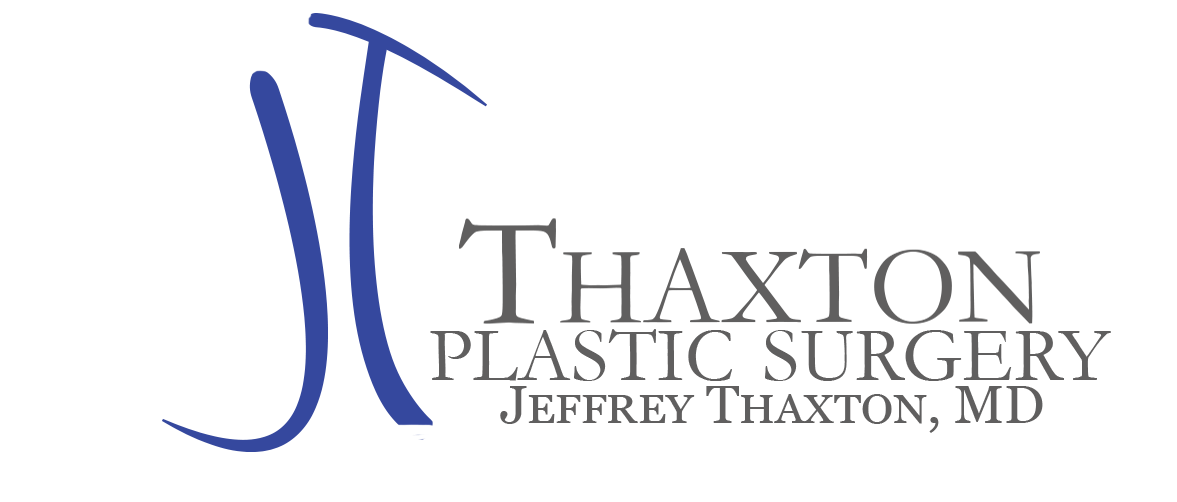 A black and white logo of thaxted plastic surgery
